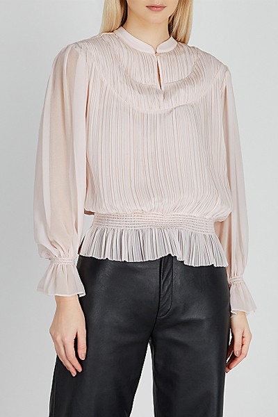 Mumbi Light Pink Plissé Chiffon Blouse from Joie