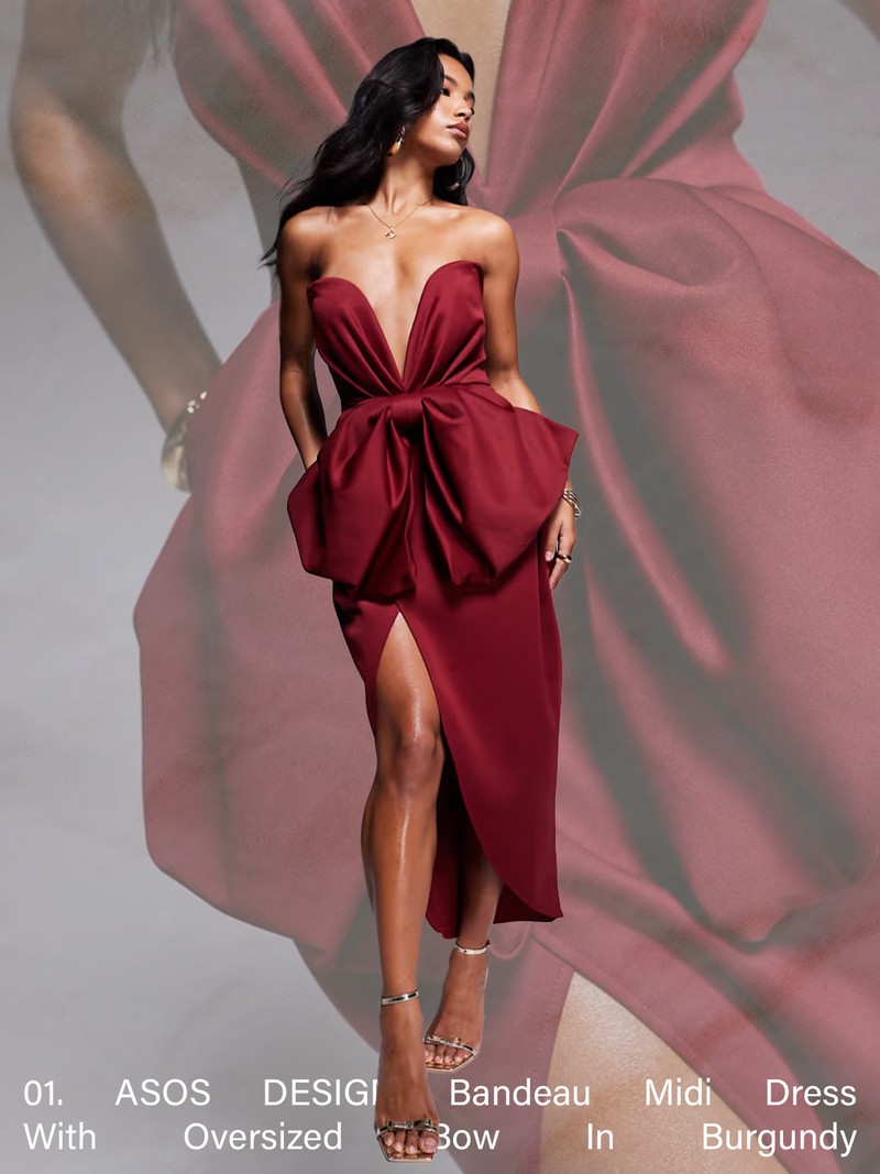 Bandeau Midi Dress With Oversized Bow from ASOS EDITION