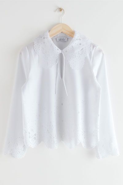 Wide Embroidered Scalloped Blouse from & Other Stories