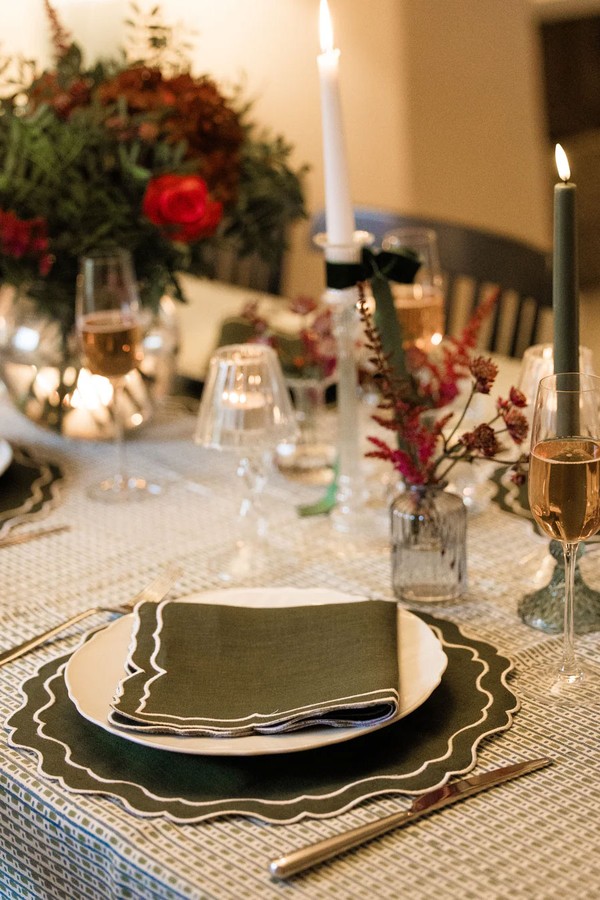 Set Of 4 Embroidered Linen Napkins from Rosie Dalia