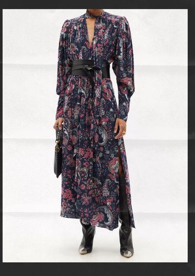 Bisma Floral-Print Tie-Neck Silk-Blend Dress