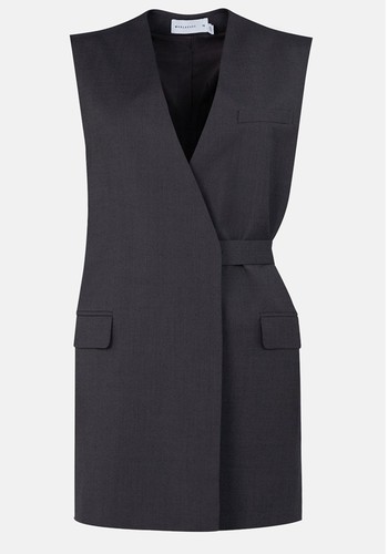 Premium Wool Sleeveless Tab Detail Vest Jacket from Warehouse