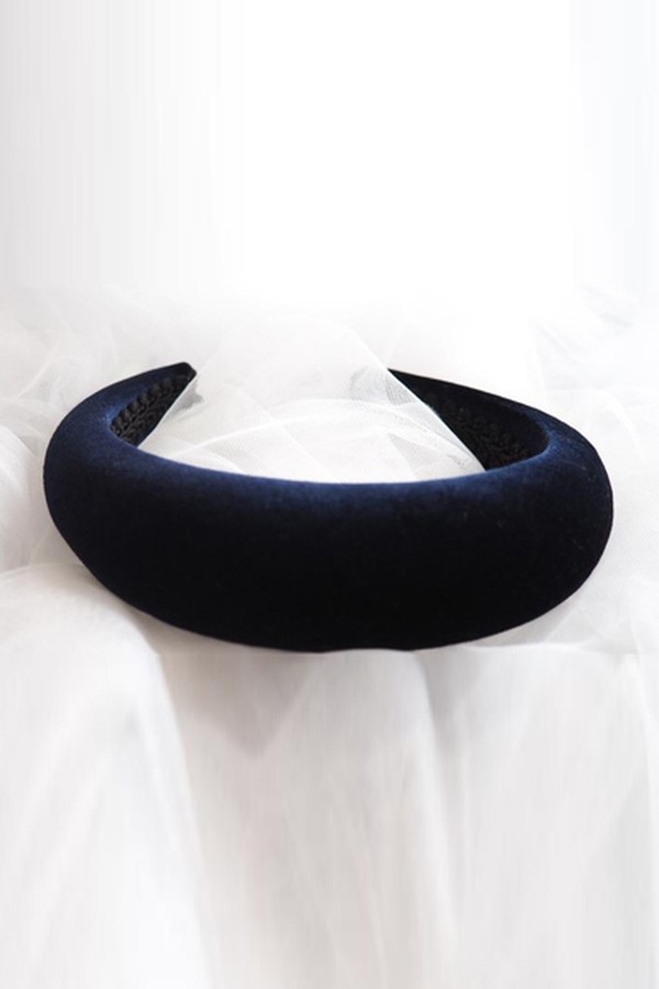 Navy Padded Velvet Headband from Etsy