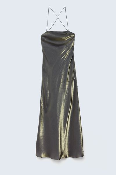 Shiny Fabric Midi Dress