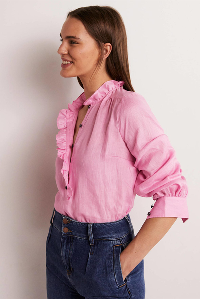 Ruffle Linen Popover Blouse from Boden