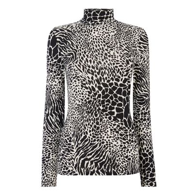 Mixed Animal Roll Neck Top