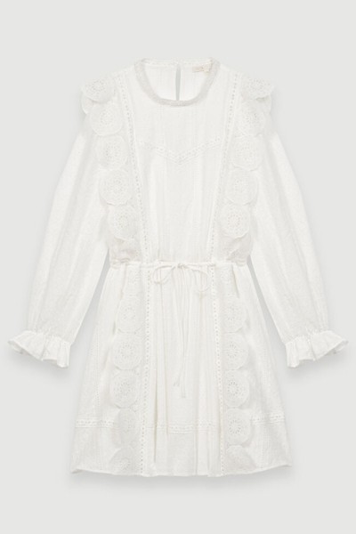 White Dress With Broderie Anglaise from Maje