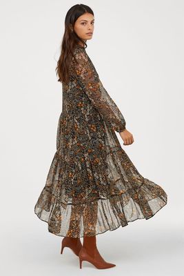 Patterned Chiffon Dress