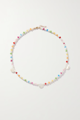 Disco Gold, Mother-Of-Pearl And Agate Necklace from Roxanne First