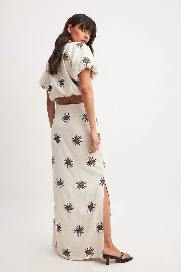 Linen Look Maxi Skirt