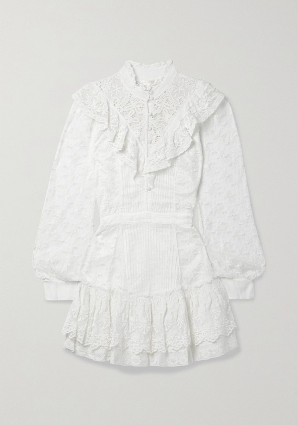 Trisha Embroidered Lace Trimmed Mini Dress from LoveShackFancy
