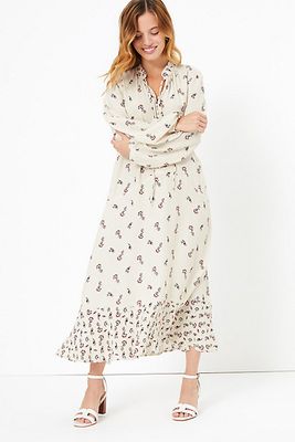 Petite Printed Midi Relaxed Fit Dress from Marks & Spencer