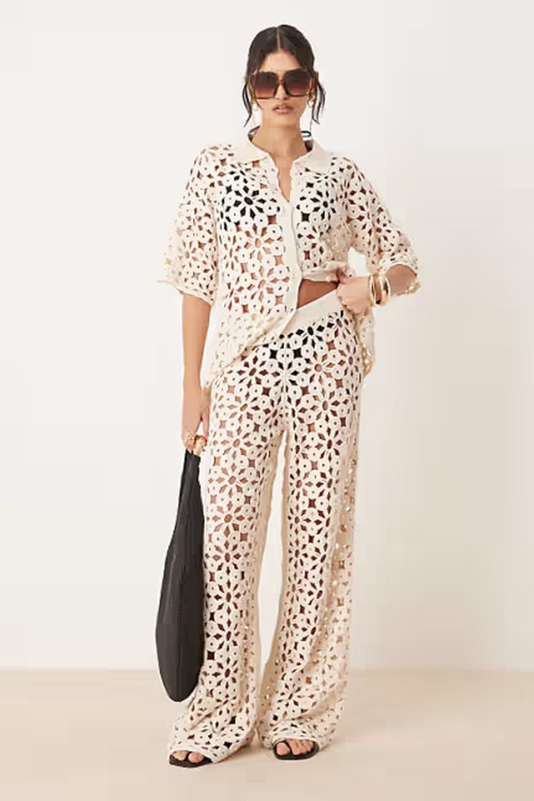 Knitted Crochet Patchwork Wide Leg Trouser Co-Ord from ASOS DESIGN