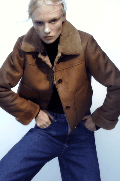 Short Double-Faced Faux Suede Jacket from Zara