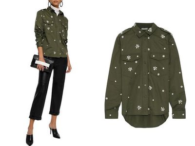 Hayfa Embellished Cotton-Twill Shirt from Joie