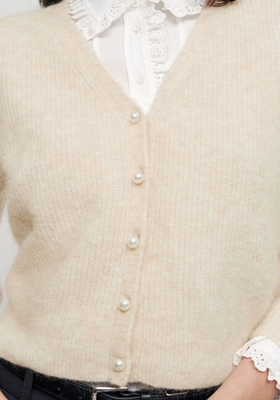 Mohair Cardigan With Pearl Buttons from Maje