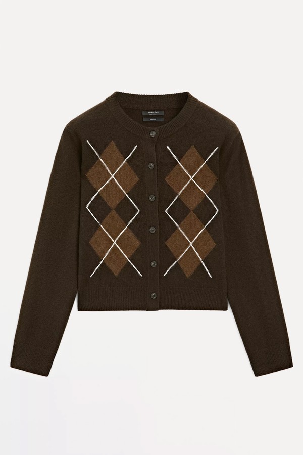 Knit Cardigan With Diamond Detail from Massimo Dutti 