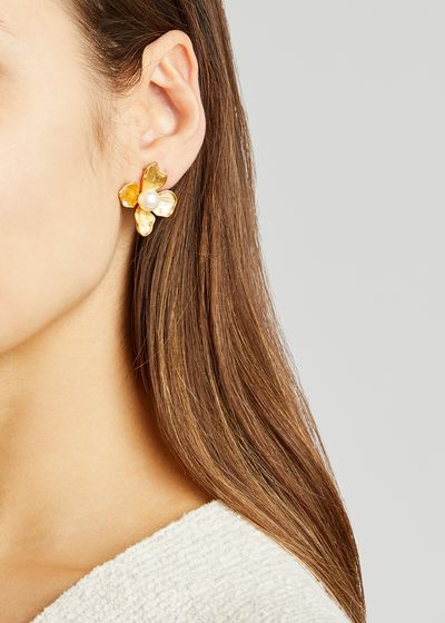 Flower Gold-Tone Clip-On Earrings from Kenneth Jay Lane