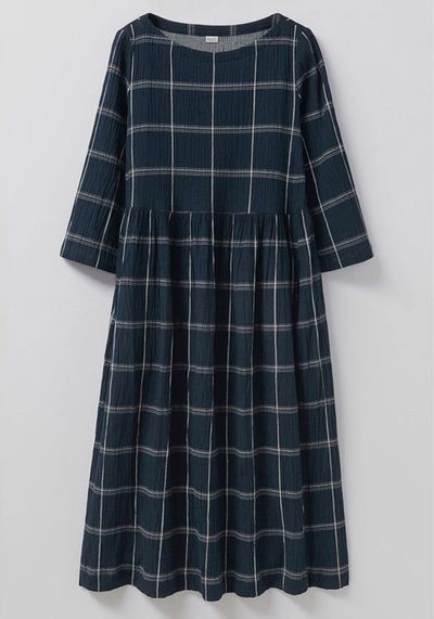 Crinkled Cotton Check Dress from Toast