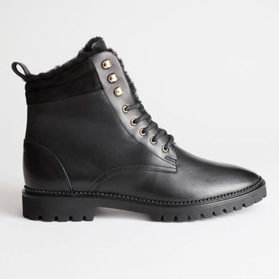 Leather Lace Up Snow Boots from & Other Stories