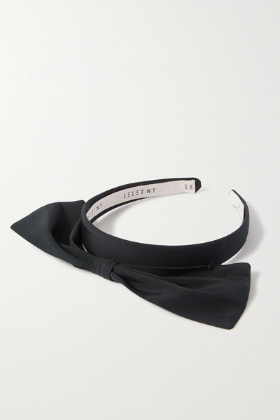 Bow-Embellished Silk-Faille Headband from Lelet NY