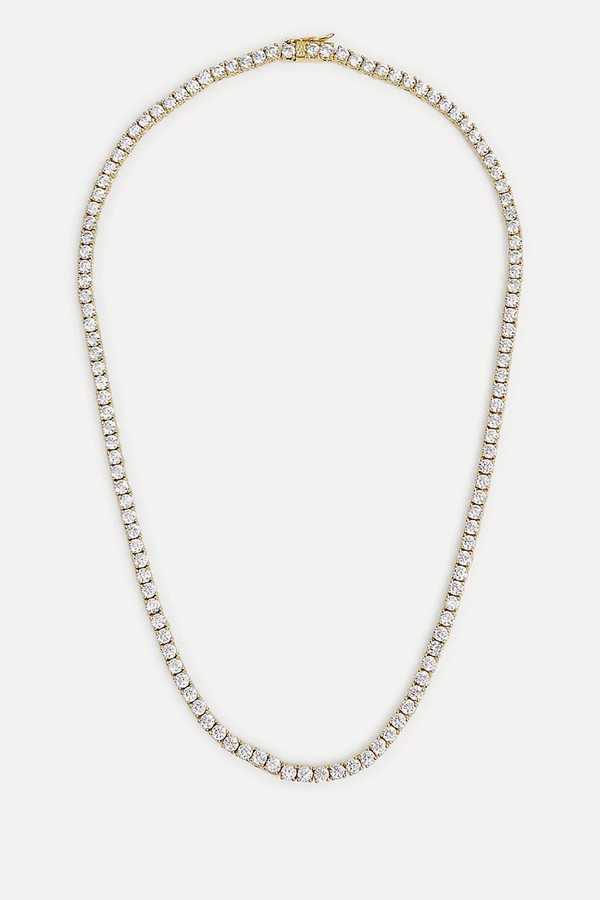 18ct Gold-Plated Brass & Crystal Tennis Necklace from Oma The Label