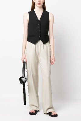 Checa Button-Detail Virgin-Wool Trousers from Loulou Studio