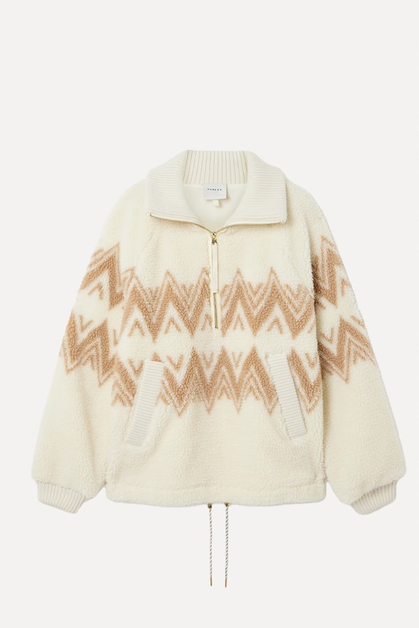 Hendrik Ribbed Knit-Trimmed Printed Fleece Half-Zip Sweater from Varley
