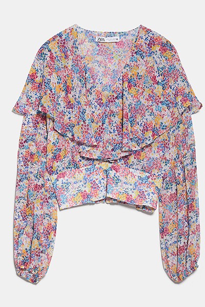 Frilled Printed Top from Zara