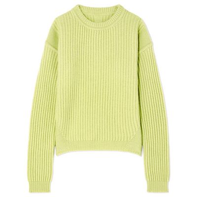 Ribbed Wool Sweater, Lime from Rick Owens