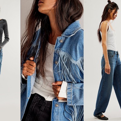 Free People Sheer Luck Denim Seam Detail Cropped Wide Leg Jeans