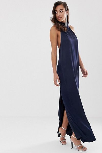 Halter Column Maxi Dress in Satin from ASOS EDITION