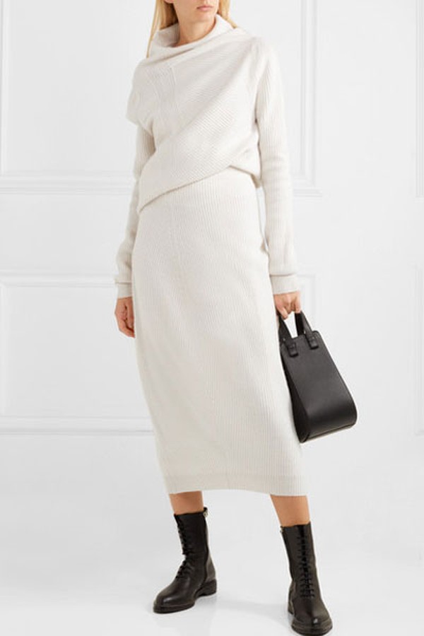 Ribbed Wool And Cashmere-Blend Midi Skirt from Jil Sander