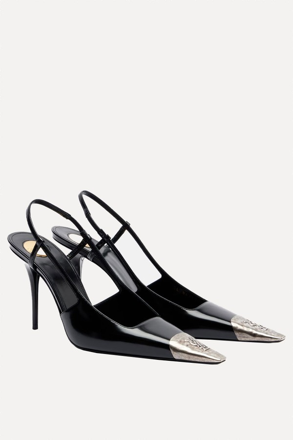 Jeanne 75 Leather Slingback Pumps from Saint Laurent