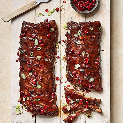 British Pork Rib Rack with Pomegranate & Chilli Glaze