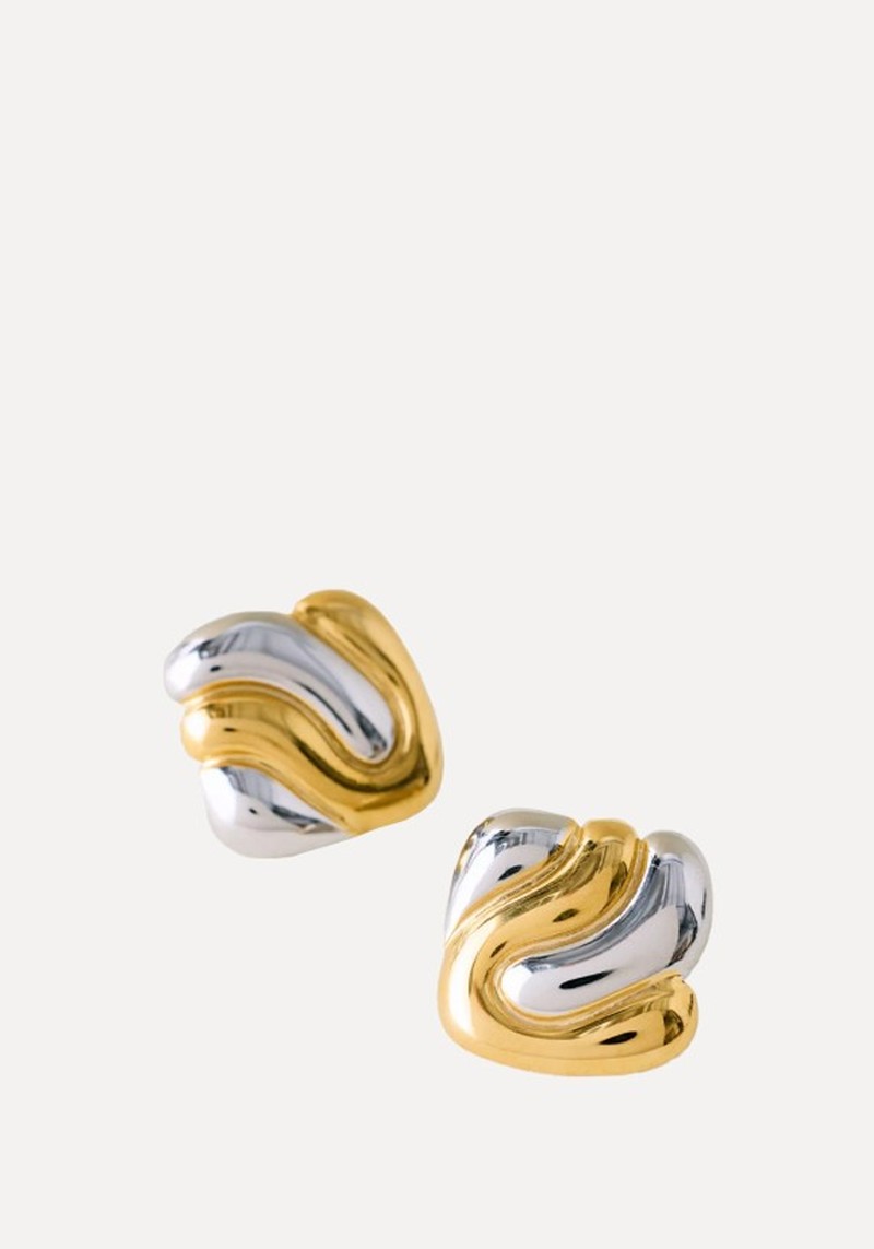 Mixed Metal Square Post Earrings 