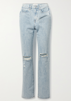 London Distressed High-Rise Straight Leg Jeans from SLVRLAKE