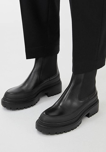 Chunky-Sole Leather Boots