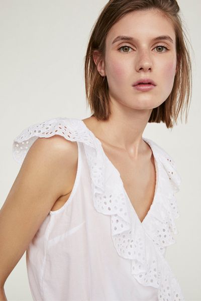Ruffled Top With Swiss Embroidery from Oysho