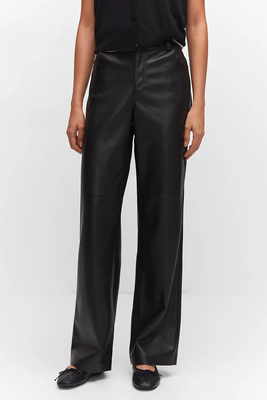 High Faux Leather Trousers from Mango