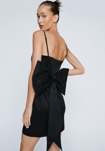 Petite Taffeta Bow Back Mini Dress