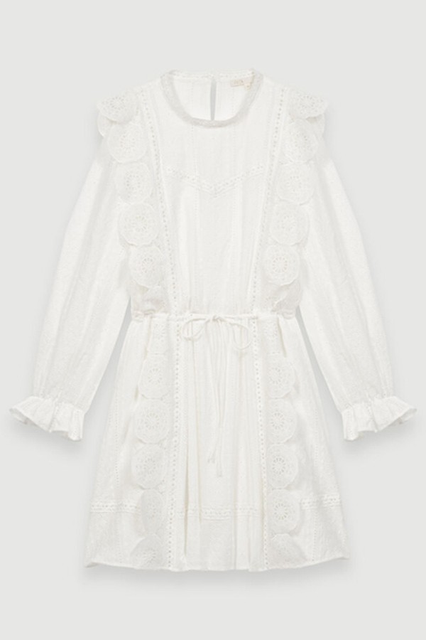 White Dress With Broderie Anglaise from Maje