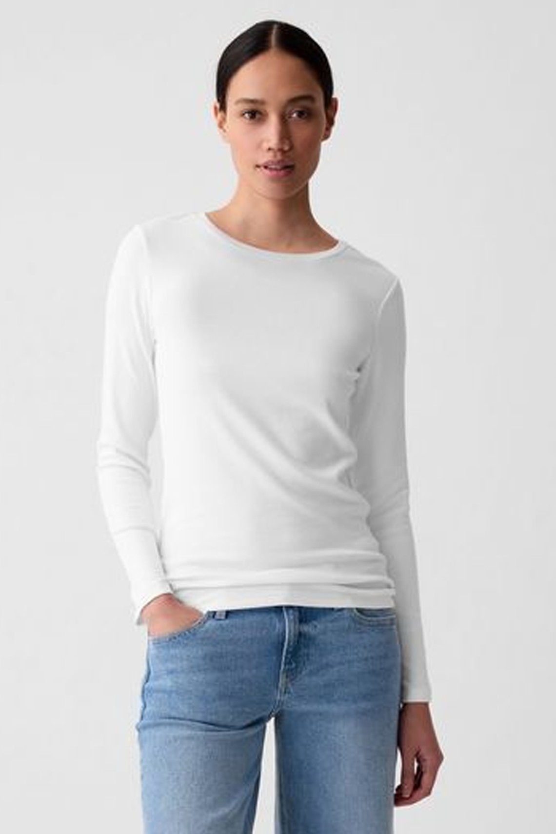 Modern Supima Cotton-Modal Crew Neck Long Sleeve T-Shirt from GAP