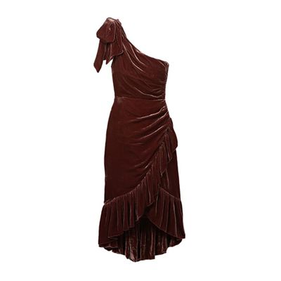 One-Shoulder Ruched Velvet Mini Dress from Ulla Johnson
