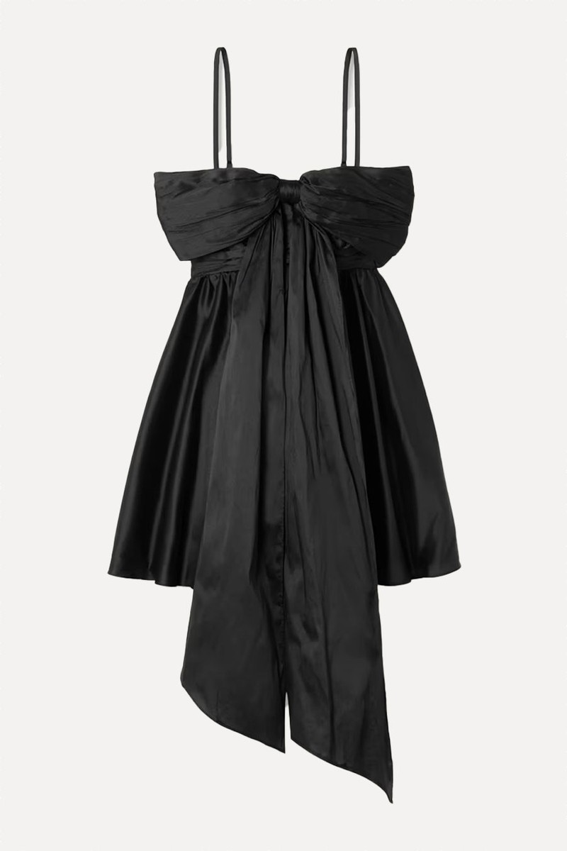 Scarlett Bow-Detailed Satin-Crepe Mini Dress from Aje.