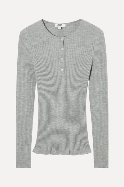 Regular-Fit Merino Wool Henley Top from COS