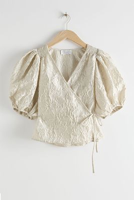  Jacquard Puff Sleeve Wrap Blouse from & Other Stories