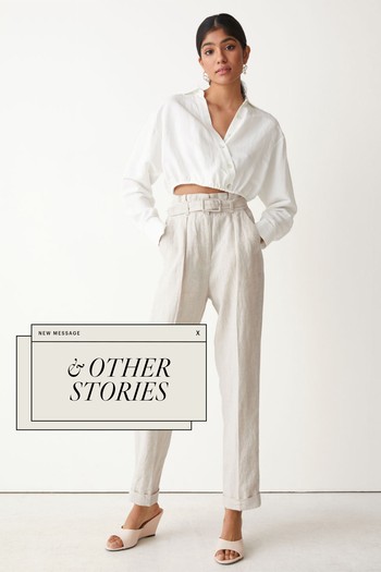 Belted High-Waist Linen Trousers