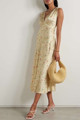 Tahlia Lace-Trimmed Floral-Print Silk-Charmeuse Midi Dress from DÔEN