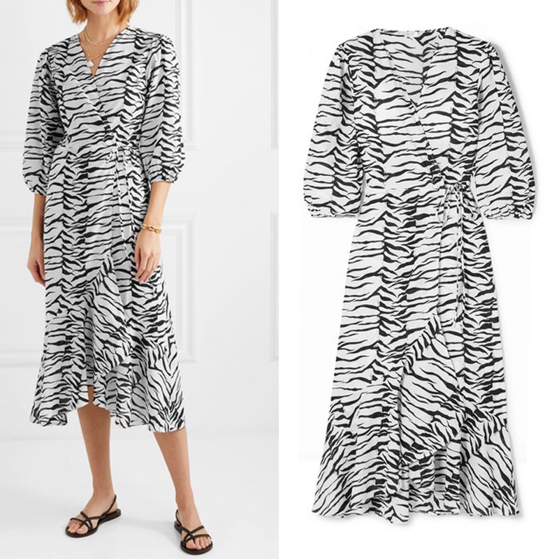 Noleen Tiger-Print Cotton-Voile Wrap Dress from Rixo